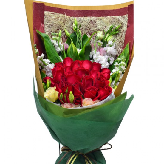 Two Dozen Deep Red Rose Bouquet Valentines Day